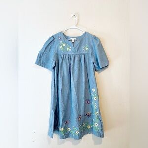 Bechamel House Dress Lightwash Jeans Embroidered Butterfly Midi Mumu‎ Size M